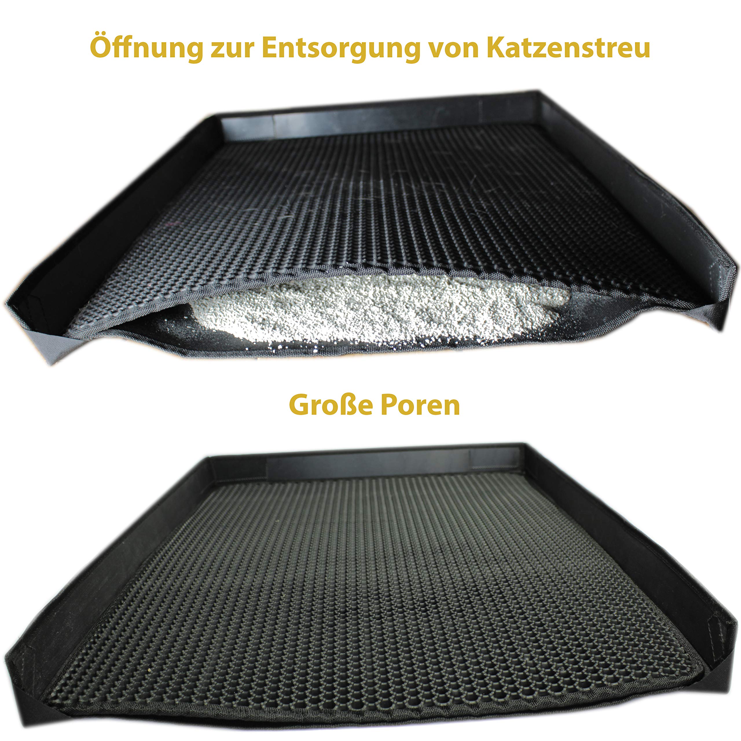 O&K GRUPPE Katzenklo Matte mit Kanten, Katzentoilette Waben Design,Katzenstreu doppelte wasserdichte 75 * 55 * 4 mit Spielzeug