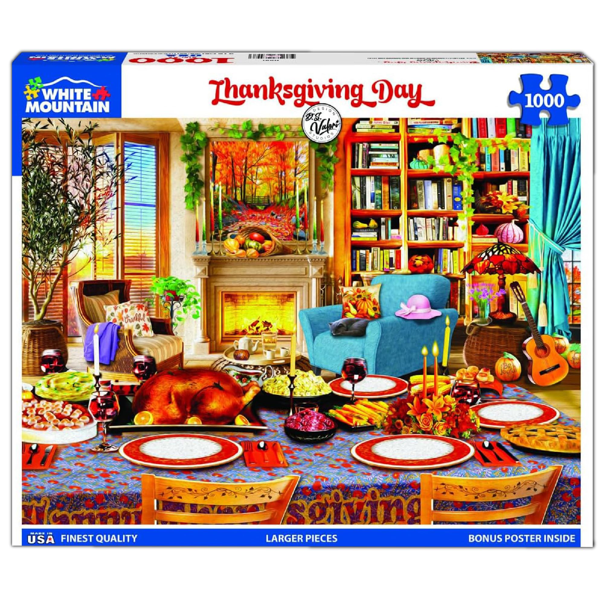 White Mountain Thanksgiving Day Puzzle – 1000 Teile – Herbstmotiv Mit Kamin Und Festtagstafel – Hergestellt In Den USA White Mountain Thanksgiving Day Puzzle – 1000 Teile – Herbstmotiv Mit Kamin Und Festtagstafel – Hergestellt In Den USA