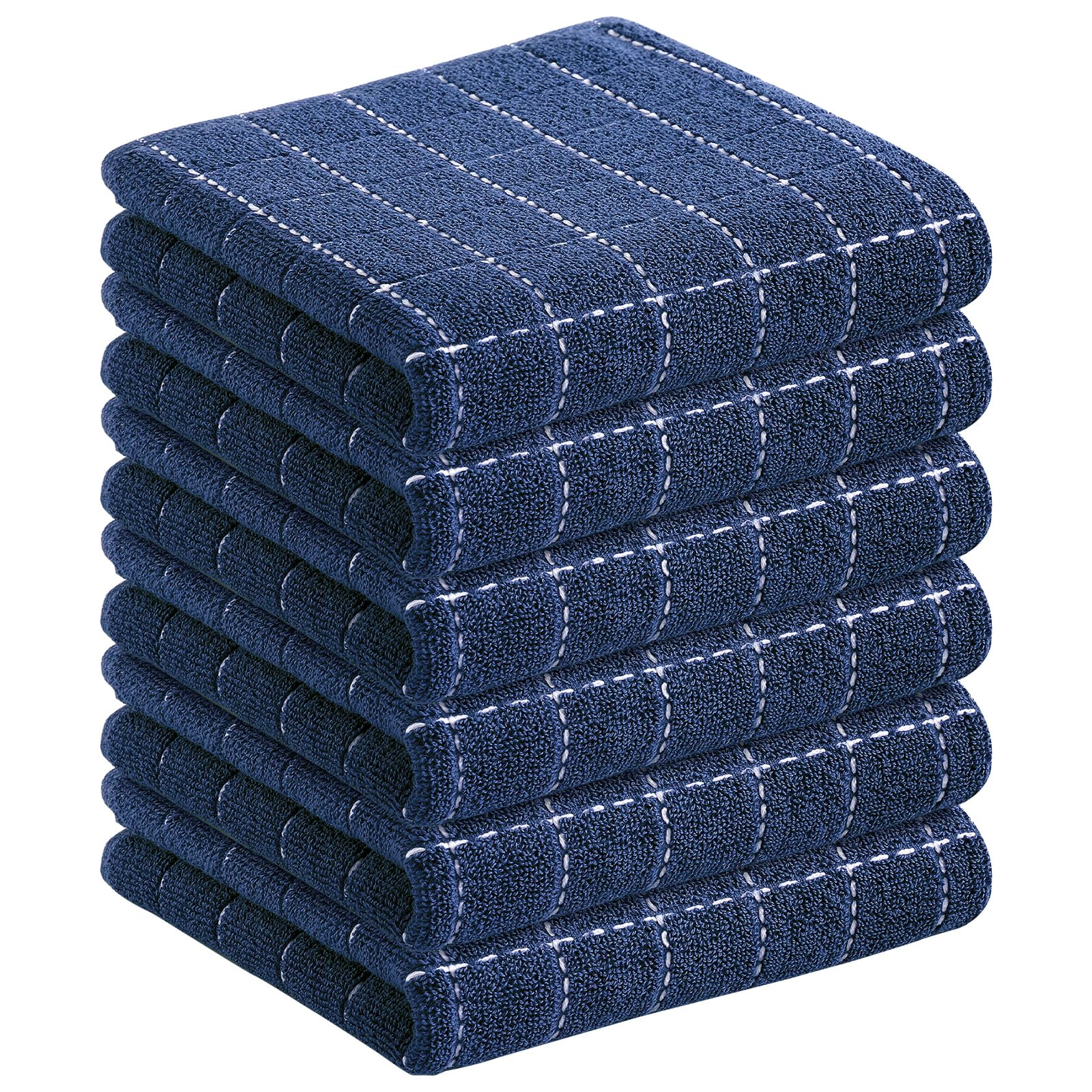 Homaxy 100% Cotton Terry Kitchen Towels, 6 Pack, Navy Blue | Ultra Soft and Absorbent Dish Towels for Kitchen, Suitable for Drying and Washing Dishes