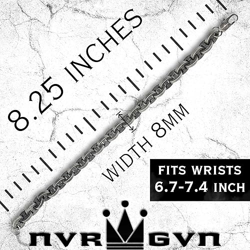 Miniatura 5 de Mens Stainless Steel Bracelet Gladiator Series Unbroken Collection, Gothic Biker Cuff Jewelry, Medieval Shackle Link Wristbands for Men in 6mm