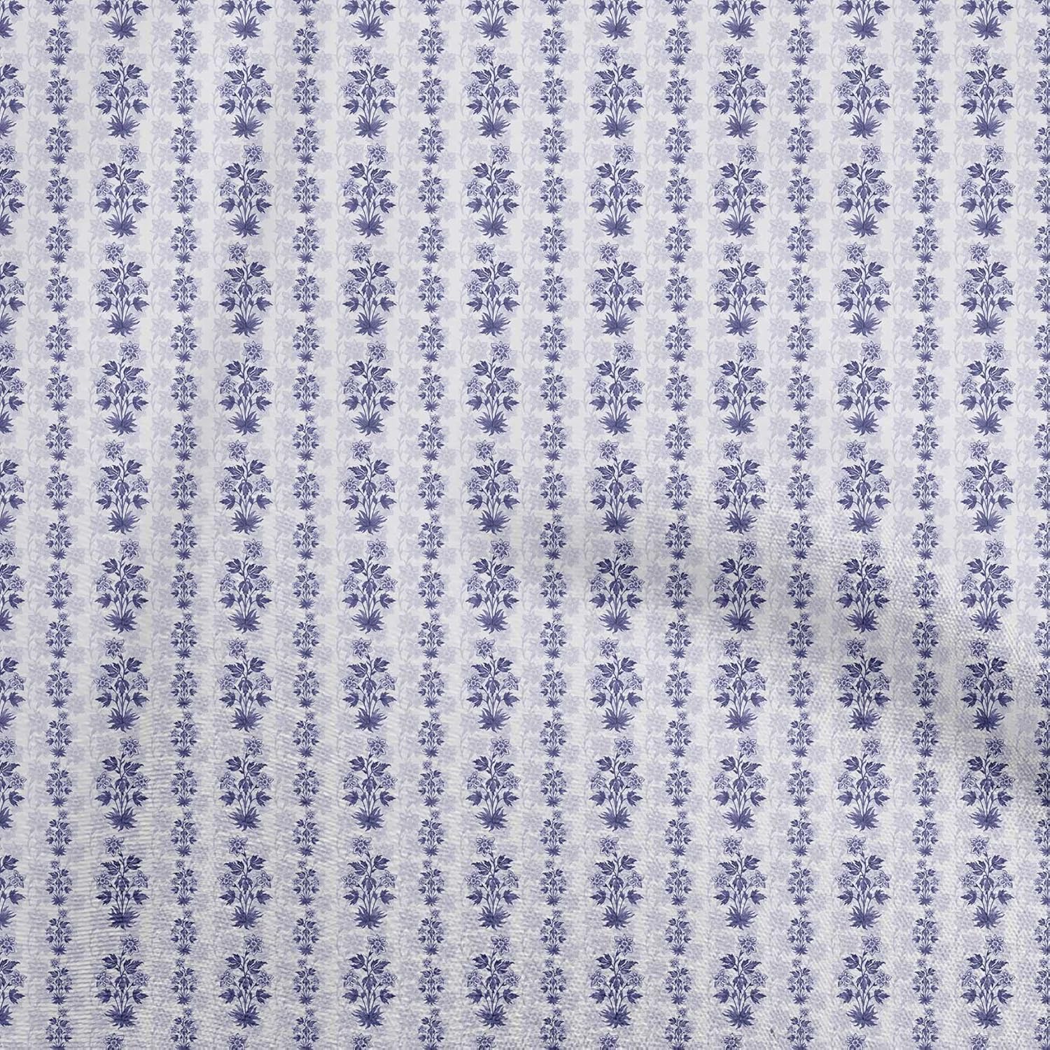oneOone Polyester Spandex Light Purple Fabric Floral Quilting Supplies Print Sewing Fabric by The Yard 56 Inch Wide