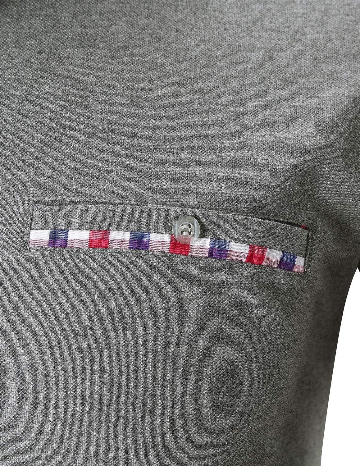 Polo Shirts for Men Long Sleeve Casual Fit Plaid Collar T-Shirts - Image 5