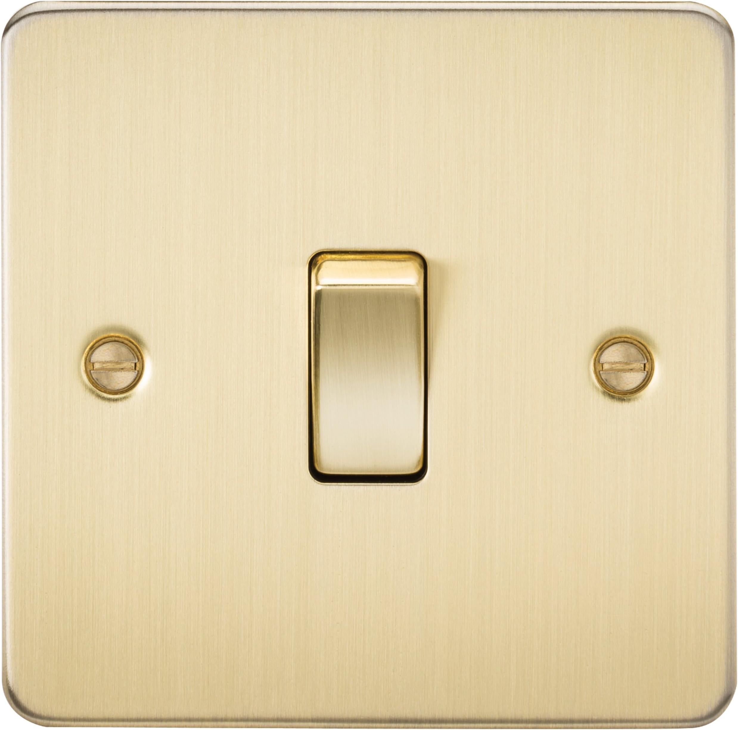 Flat Plate 10AX 1G 2 Way Switch - Brushed Brass