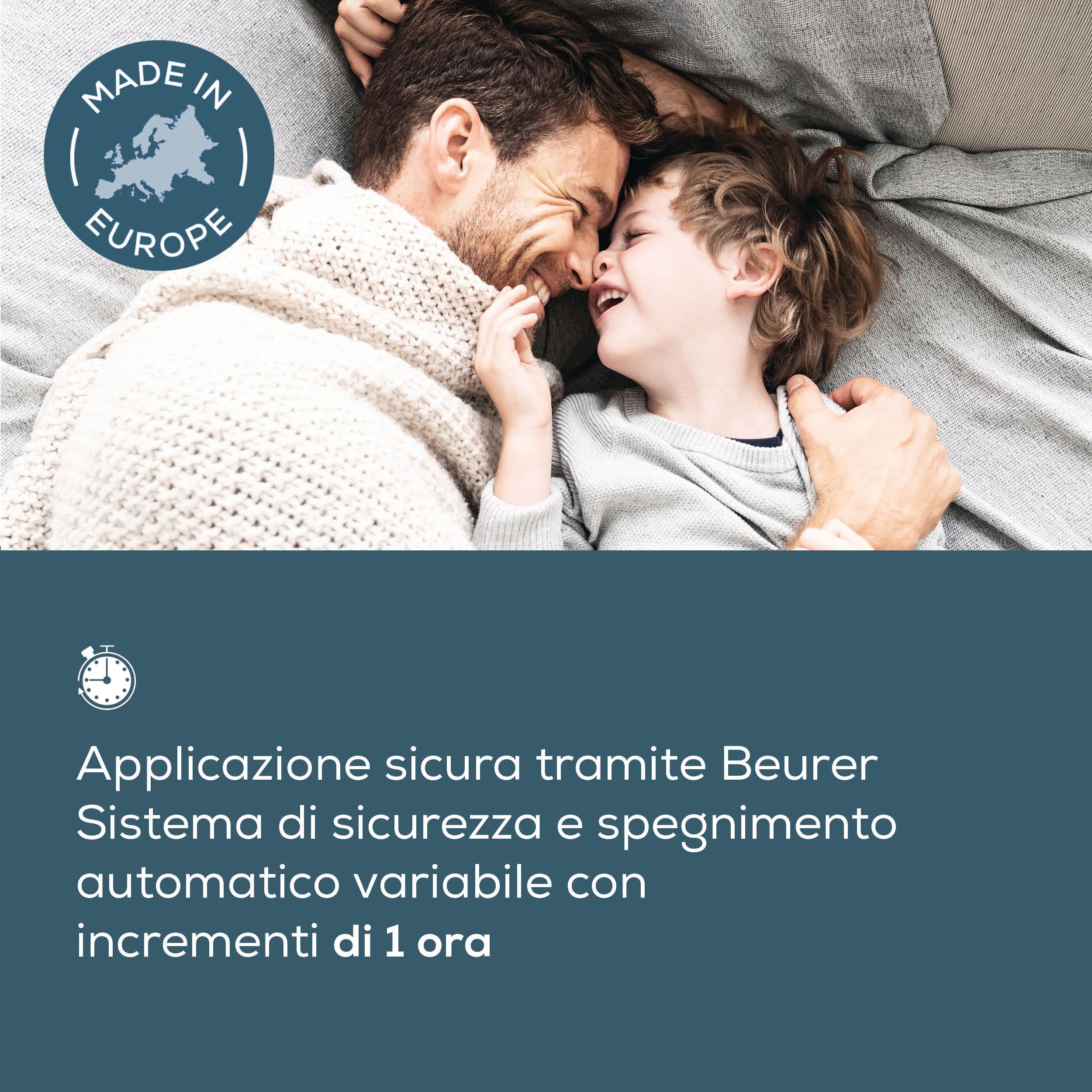 Beurer UB 101 Scaldaletto per materasso singolo 198 × 92 cm, 2 zone di riscaldamento diverse, 9 livelli di temperatura, spegnimento automatico, modalità ECO, lavabile in lavatrice