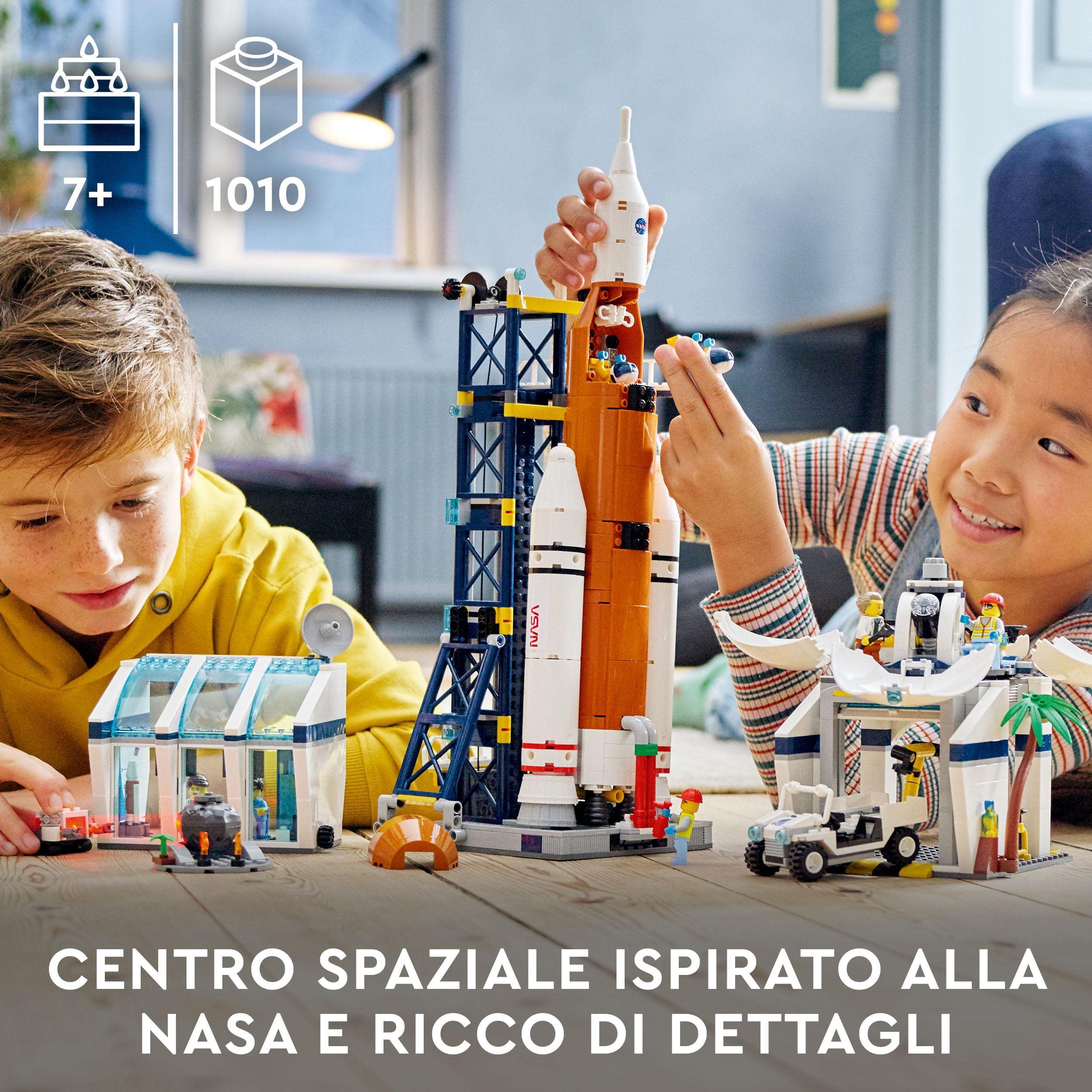 LEGO City Centro Spaziale, Giocattoli Creativi per Bambini dai 7 Anni in su, Base NASA, Razzo con 6 Minifigure di Astronauti e Veicolo Rover 60351