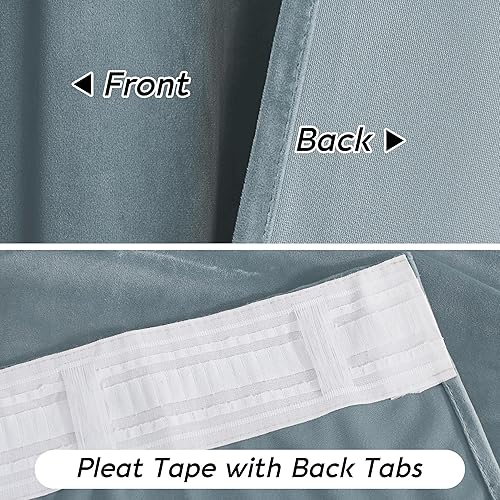 Miniatura 6 de RYB HOME - Cortinas de terciopelo azul piedra, opacas, para habitación infantil, aislamiento térmico, reducción de ruido, suaves, para ventanas de