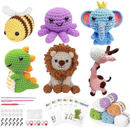 JackCao 6Pcs Crochet Kit for Beginners, 2026 DIY Craft Christmas