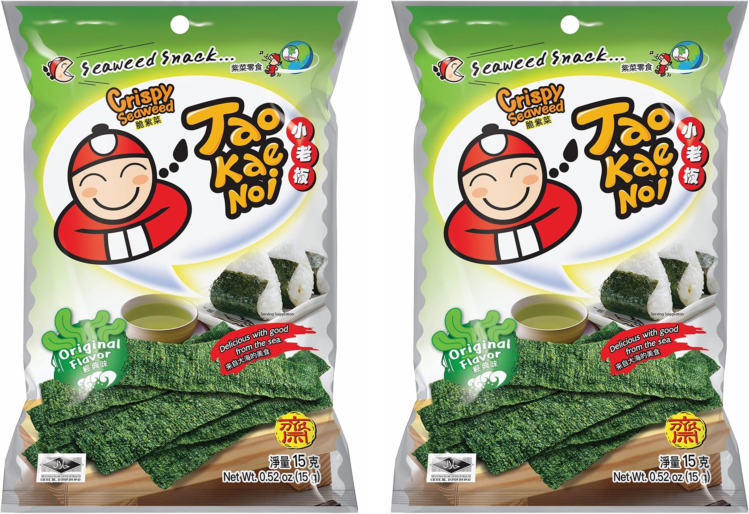 Tao Kae Noi Crispy Seaweed Original Flavour, 2 x 15 g