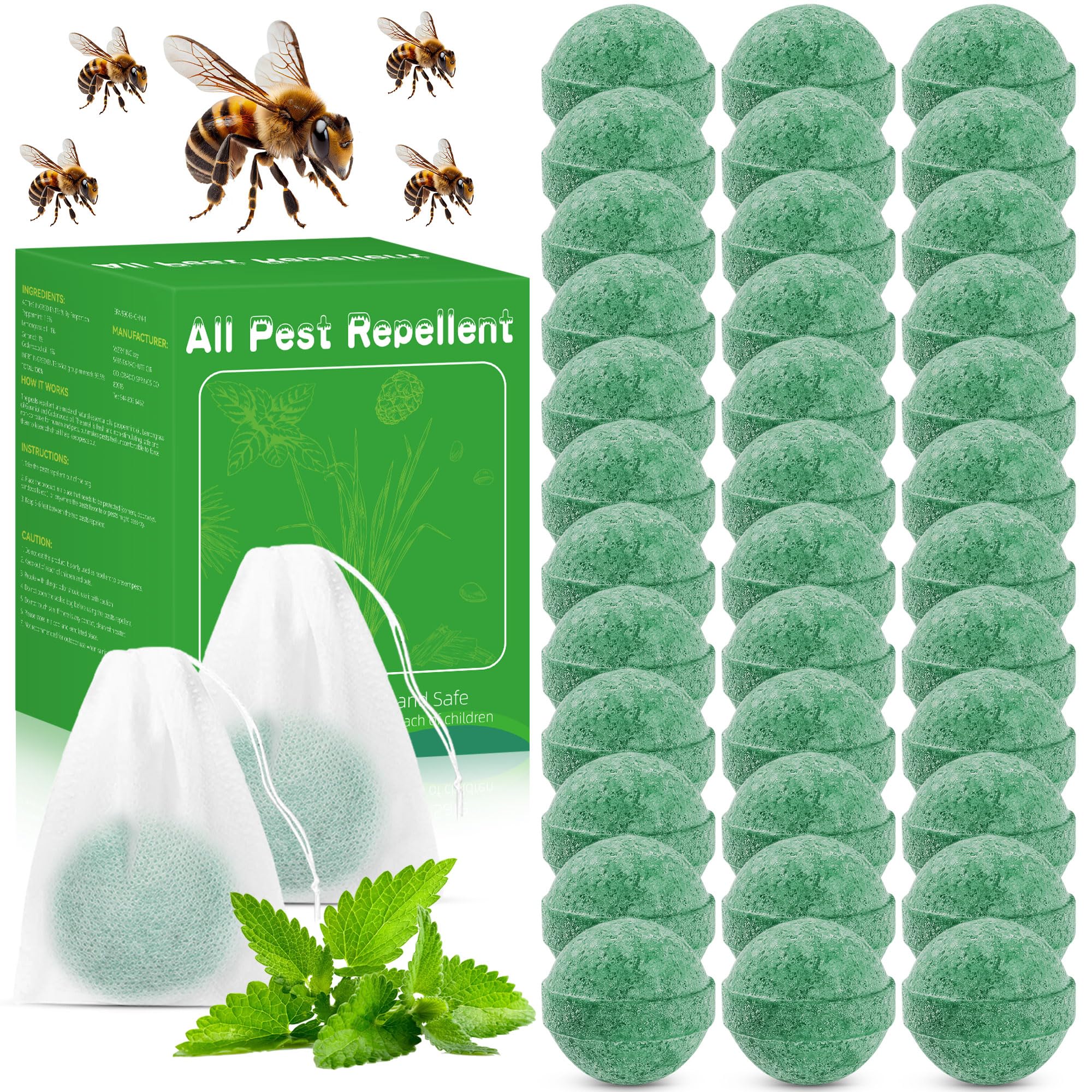 Paquete de 36 repelentes de avispas y abejas para exteriores, aceite de menta natural para chaquetas amarillas, avispas, disuasorio de avispas de barro para interiores y exteriores, seguro para