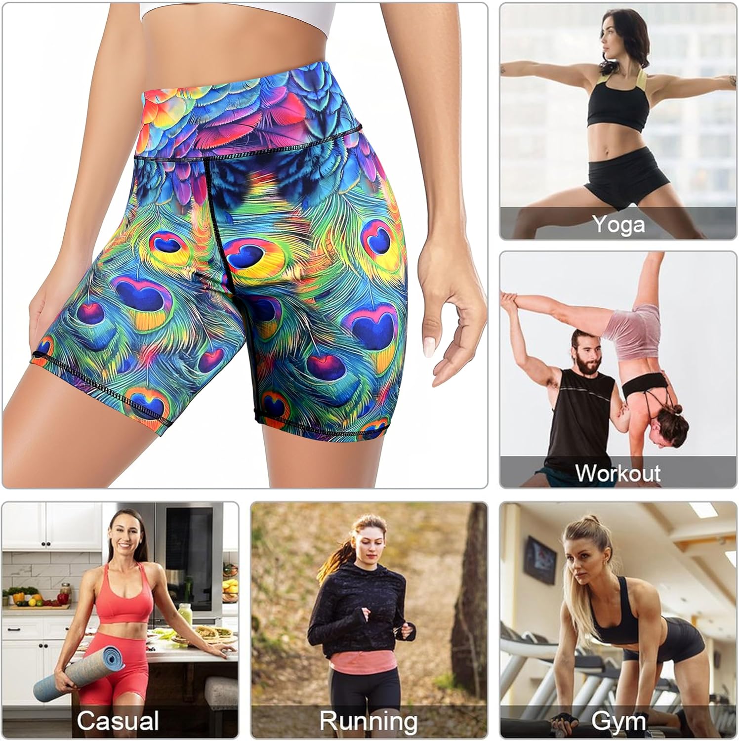 Yoga Shorts High Waisted Tummy Control Biker Shorts for Womens Athletic Running Workout Gym Tennis Shorts - Image 5