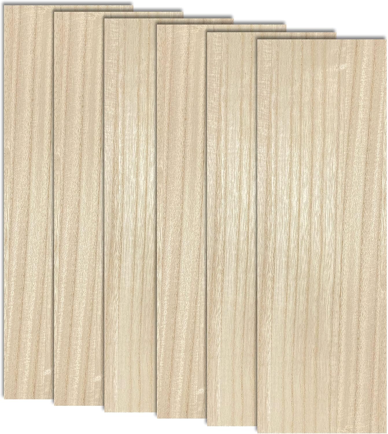 Cregugua 6 Pack Double-Sided Paulownia Veneered MDF Boards 5x15 Inch 1/4 Thick - Unfinished Wood Panels for Crafts, Laser & CNC