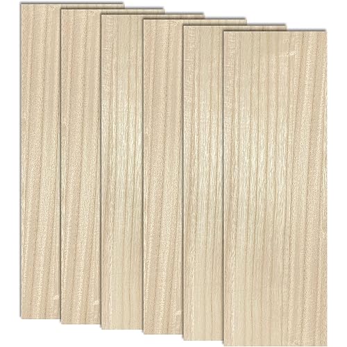 6 Pack Veneered MDF Double Sided Paulownia Wood,MDF Core,6.4mm 1/4th Inch, 5"x15" Chipboard Sheet, Unfinished Wooden Canvas Boards Signs for Crafts