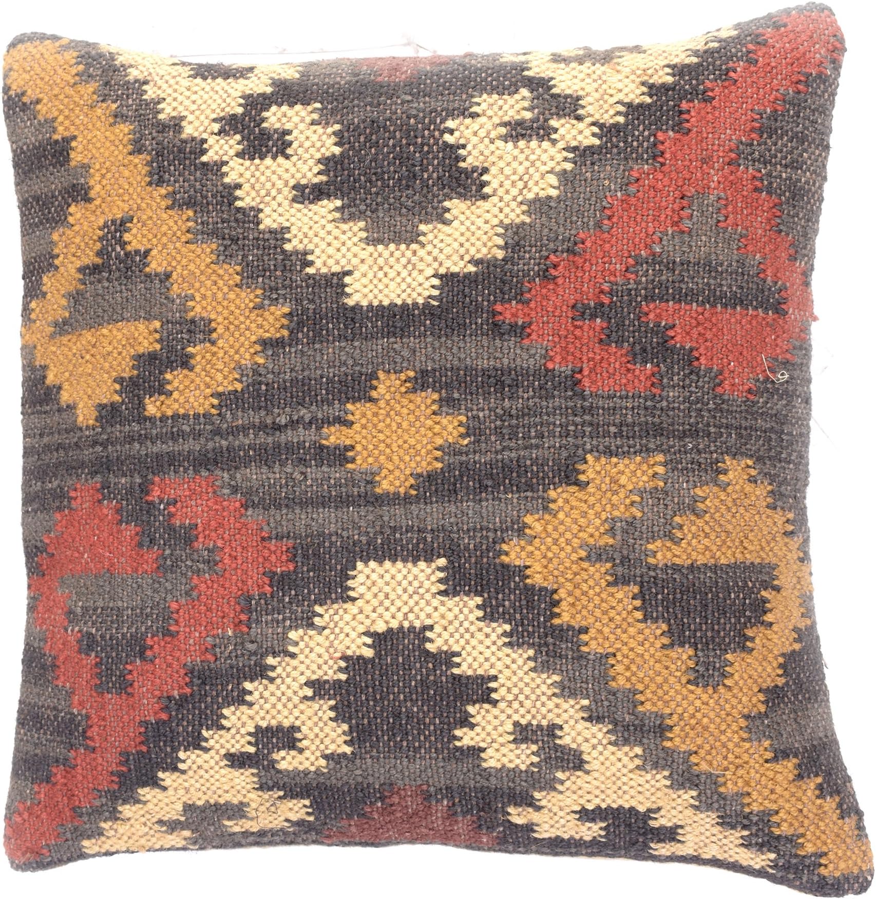 Handwoven Kilim Cushion Cover 18x18 Decorative Jute Square Pillow Cases