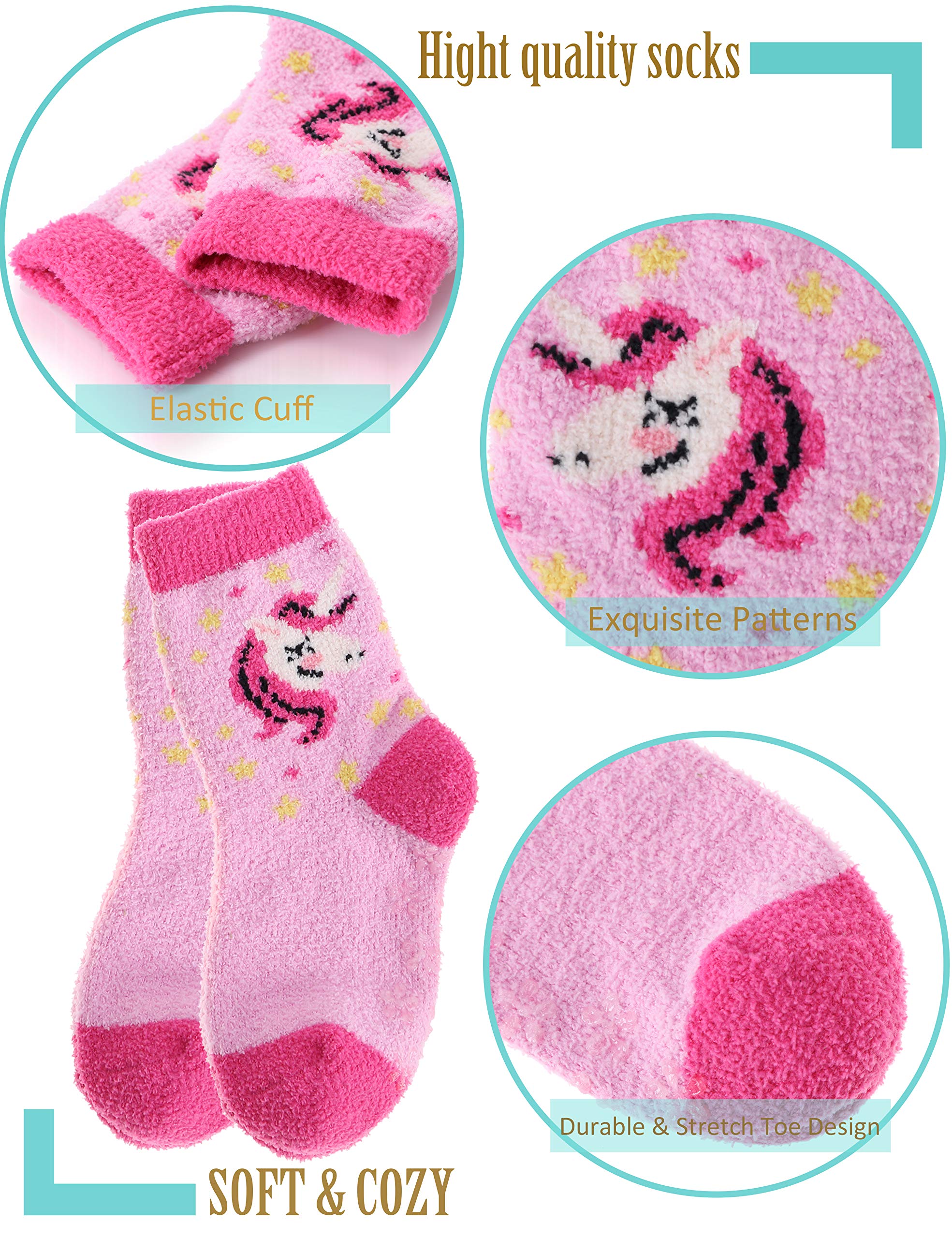 EBMORE Calcetines Antideslizantes para Niños, de Felpa para Niñas, Gruesos Cálidos, de Invierno Antideslizantes, de Cama Suaves, Regalos, de Casa, 6 Pares