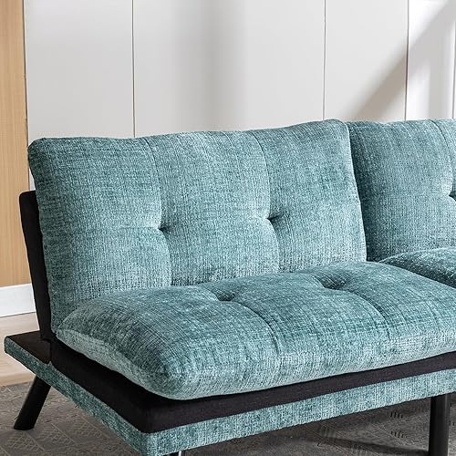 Miniatura 6 de Sofá cama tipo futón plegable convertible, moderno futón con respaldo ajustable, sofá biplaza para sala de estar, espacio pequeño, oficina,