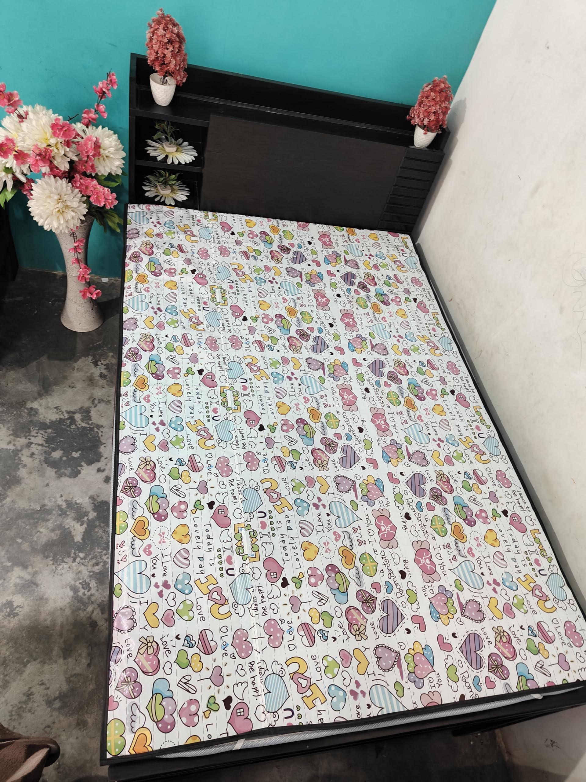 Webring Waterproof Love Printed Plastic Sheet Single Bed/Baby Adult Waterproof Protection Sheet for Mattress 72 Inches x 48 Inches(6 feet x 4 feet)-image-20