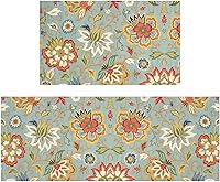 Vista 1 de Juego de 2 alfombras de cocina florales coloridas para el piso, alfombra de piso boho colorida para la cocina, alfombras de piso de cocina boho