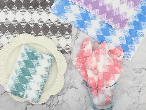 Miniatura 7 de Trapos de limpieza de microfibra sin pelusas, paquete de 10 trapos de secado rápido para limpieza, paños de cocina súper absorbentes para lavar