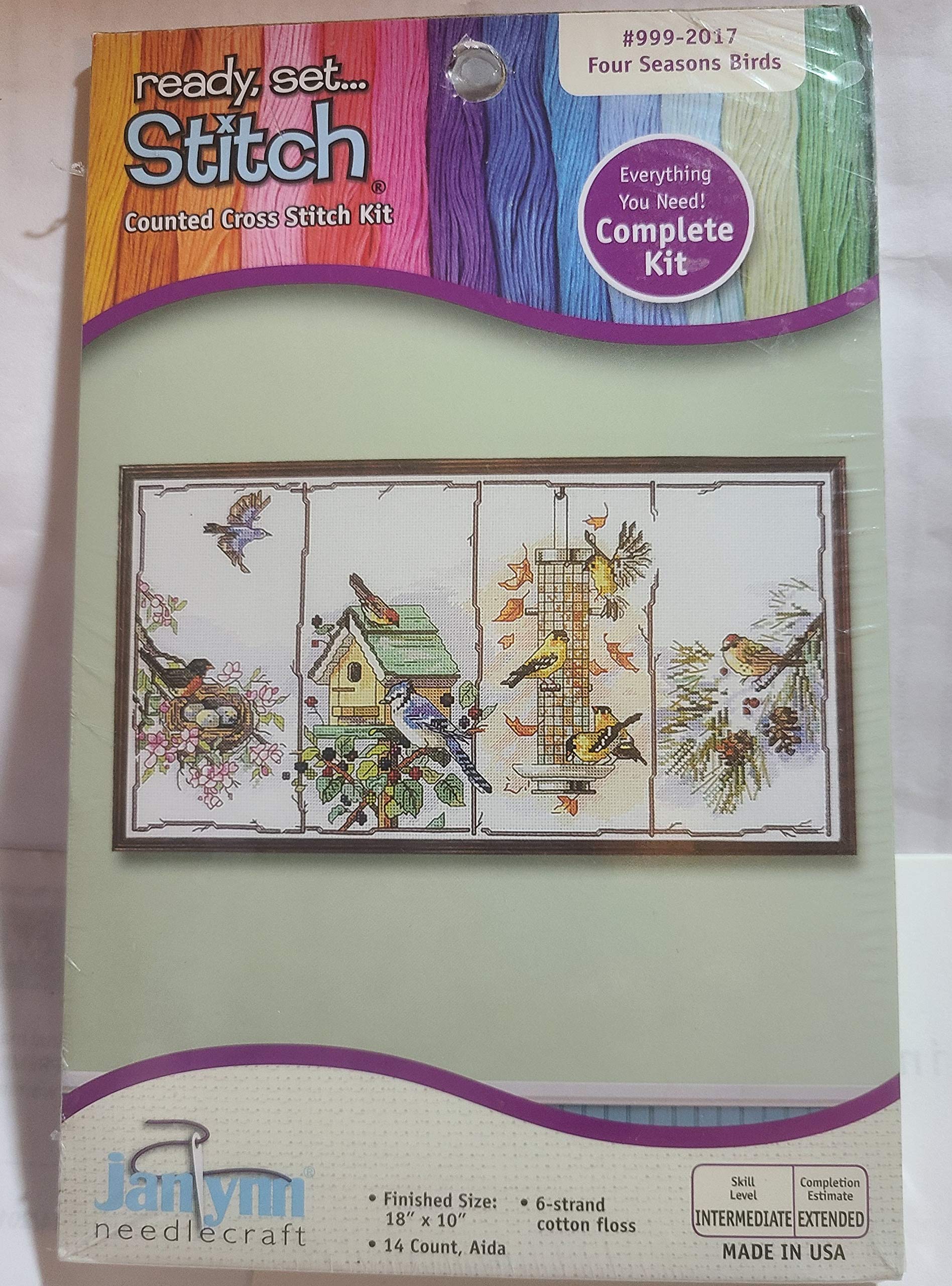 Janlynn Kit de broderie, 11,4 x 8,9 cm, fleurs sauvages et pinsons