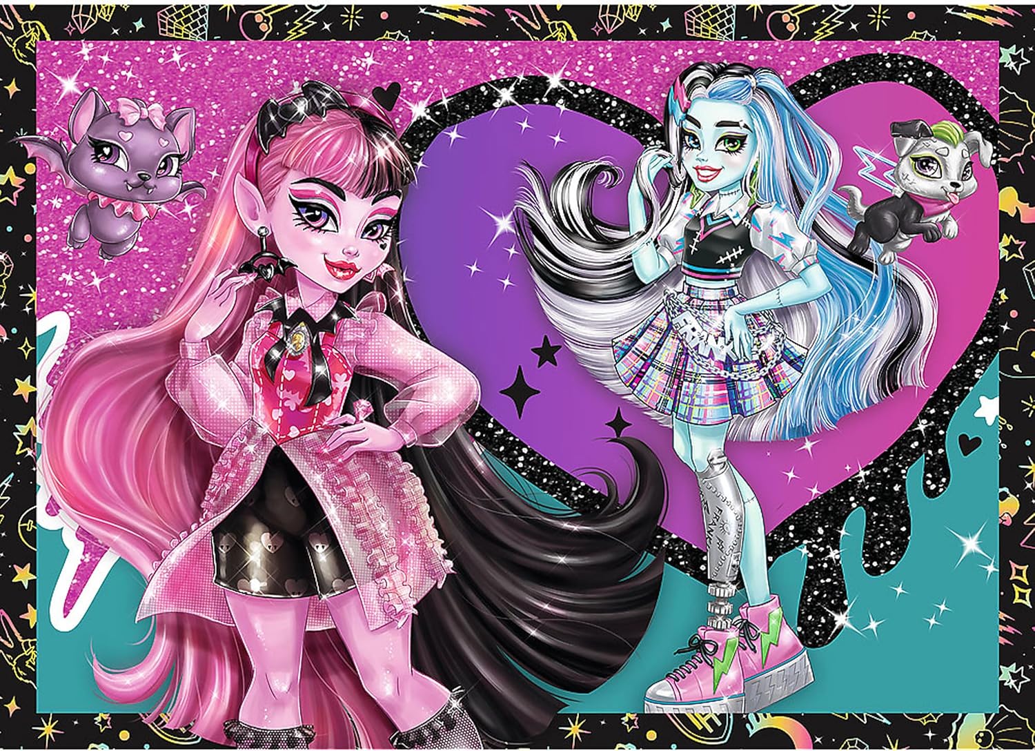 Trefl, Monster High 4-in-1 Electrifying Day, 4 Puzzles, from 35 to 70 Pieces - Different Difficulty Levels, for Children from 4 Years, 34655, Multicoloured