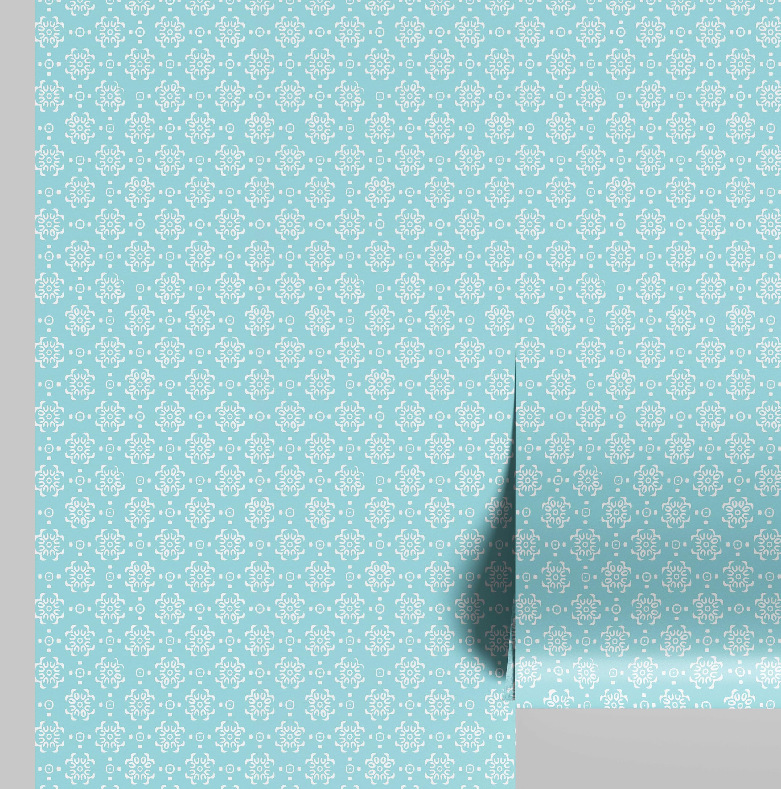 Papier Peint Asiatique Bleu Amovible pour Décorer une Buanderie ou un Placard