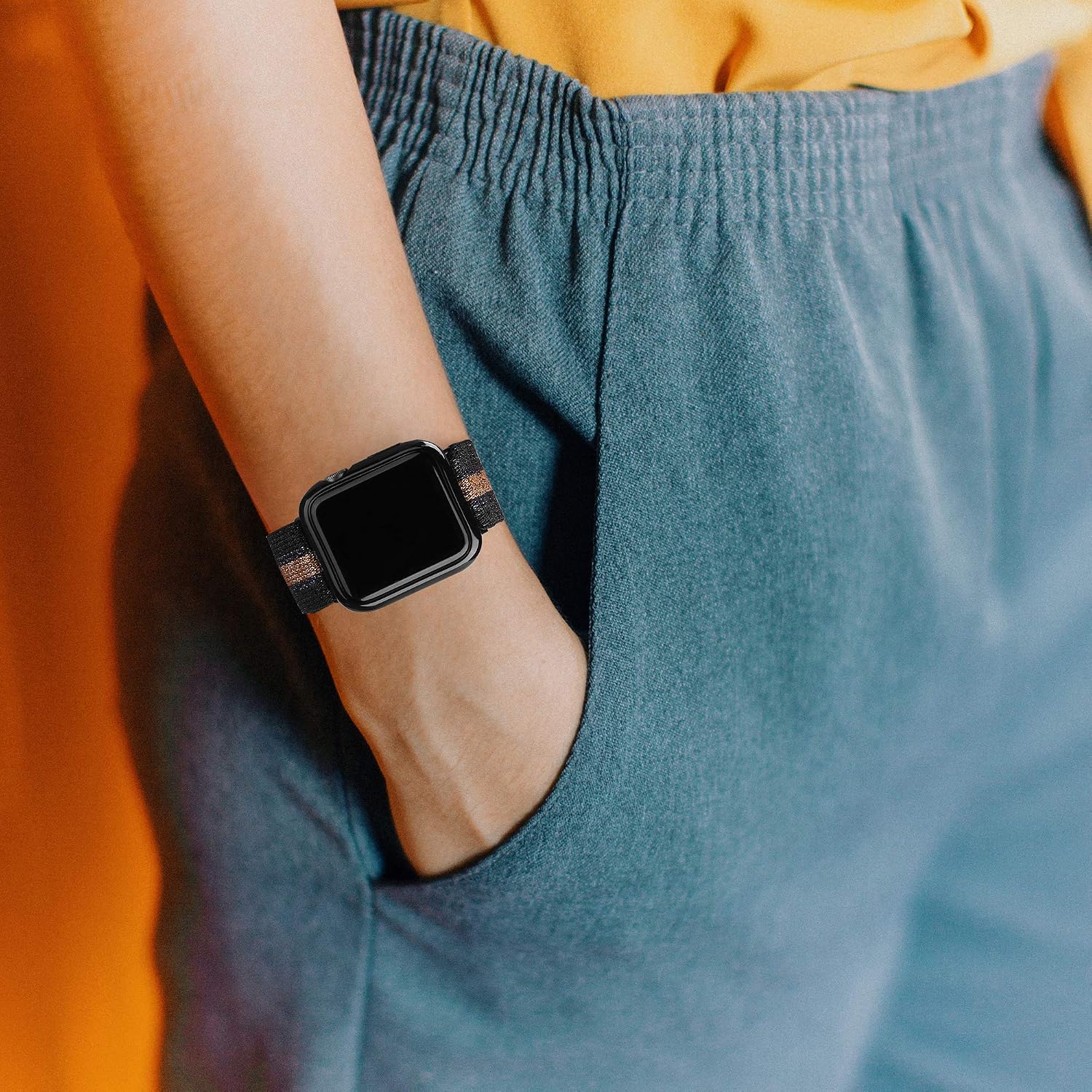 TOYOUTHS Stretchy Nylon Solo Loop Bands Compatible with Apple Watch Band 38mm 40mm 41mm 42mm 44mm 45mm for Women & Men, Adjustable Elastic Braided Strap for iWatch Series 7 6 5 4 3 2 1 SE with Case