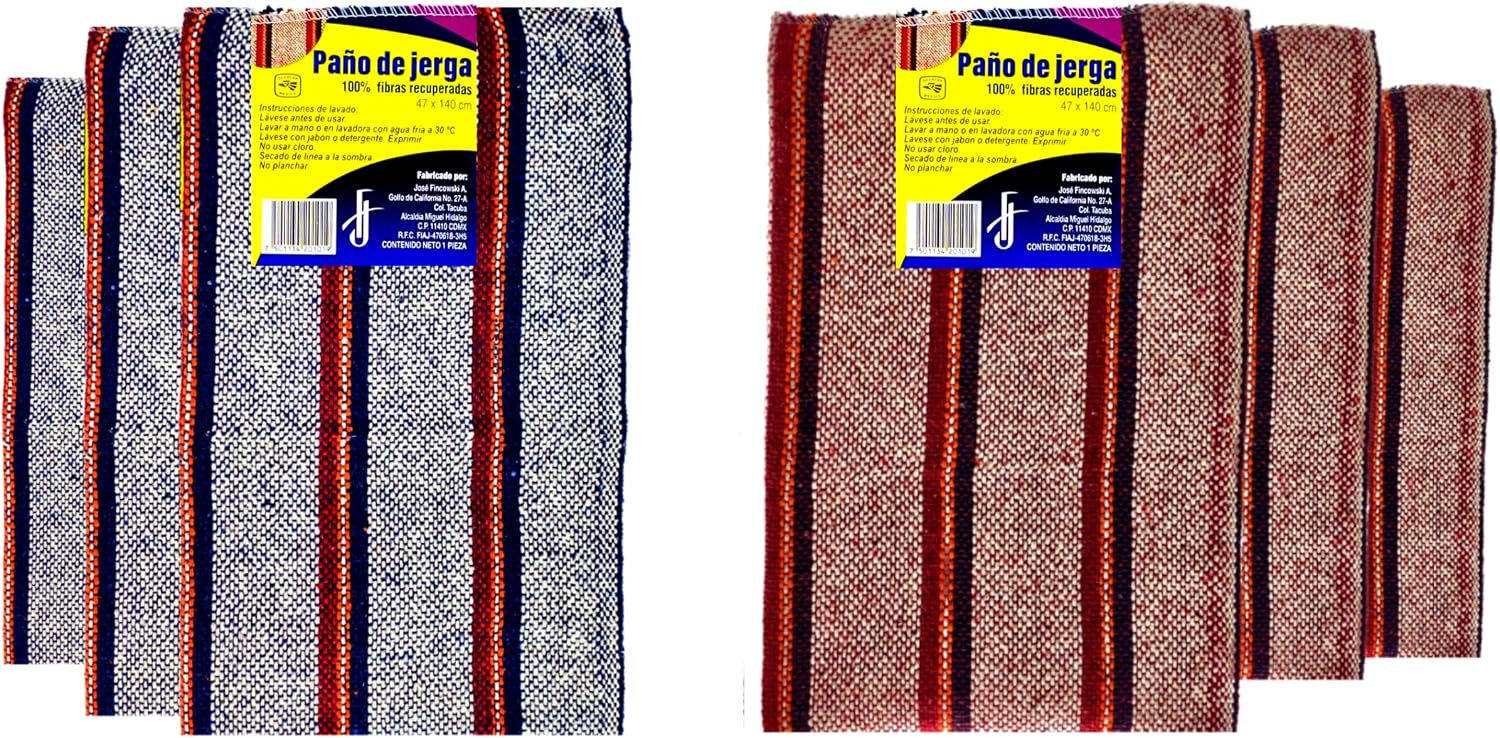 JF José Finconwski - Paño multiusos de 55.1 x 18.5 in. Jerga mexicana + Bonus, trapos de cocina ultra absorbentes, ideales para trapear y limpiar pisos, baños y cocina. (12