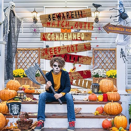 Miniatura 5 de 10 tableros de ventana embrujados de Halloween, letreros de advertencia para ventana, impermeables, para exteriores, decoración de fiesta de