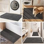 Bath Rug Mat, 60x36 Extra-Soft Absorbent Chenille Bathroom Mats, Non-Slip Rubber Backing, Large Washable Bath Mat for Bathroom Floor, Tub, Shower, Home Decor Accessories, Grey