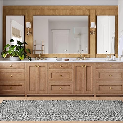 Miniatura 213 de Collive - Tapete de 27 x 43 pulgadas, lavable a máquina, para interiores y exteriores, de bajo perfil, suave algodón tejido a mano, para baño