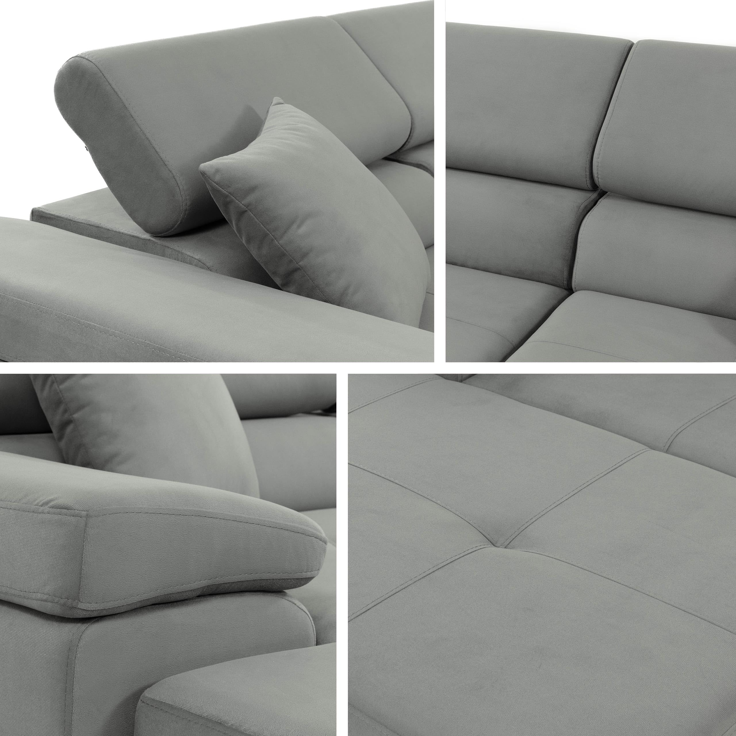 Mirjan24 Ecksofa Torezio Mini mit Bettkasten, Einstellbare Kopfstützen, Bequeme Polsterung, Eckcouch mit Schlaffunktion für Wohnzimmer L-Form Couch mit Bettfunktion (Margo 227.09, Seite: Rechts)