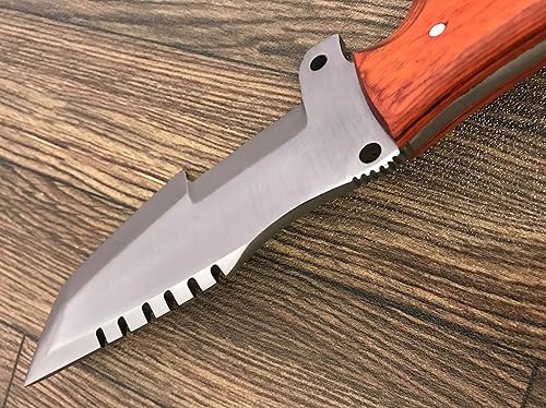 Miniatura 6 de Poshland TR-1168 Custom Handmad D2 Steel Tracker Knife - Mango Micarta marrón agarre perfecto