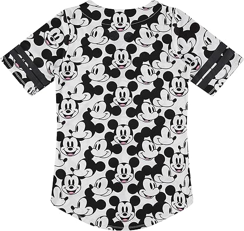 Miniatura 2 de Disney Womens Baseball Jersey Shirt Ladies Mickey & Minnie Mouse Button-Up Fashion Top, Classic Retro Style