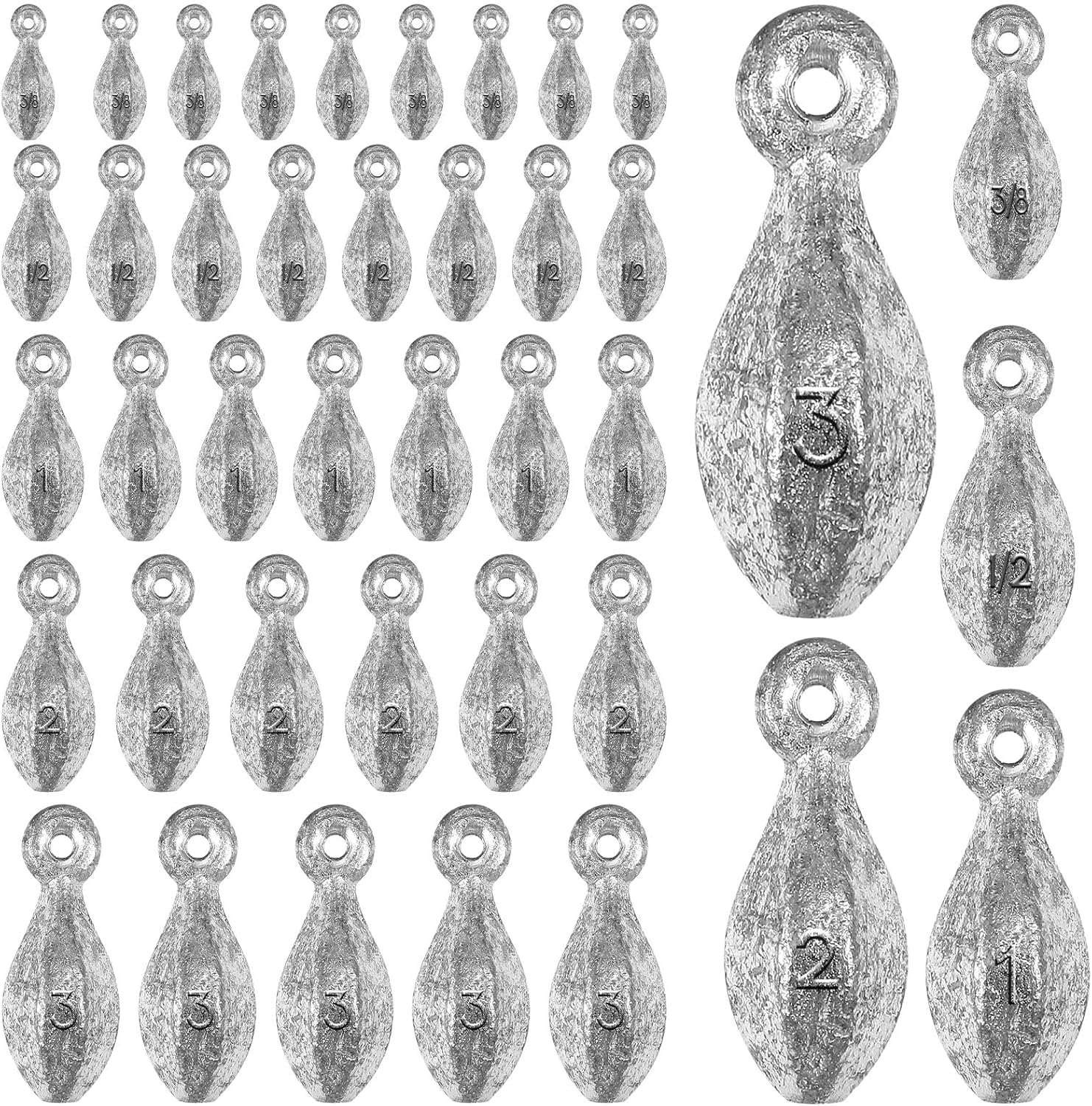 Lunmon 80 Pcs Bank Sinker Fishing Sinker Weights Kit 3/8oz to 3oz Set Trolling