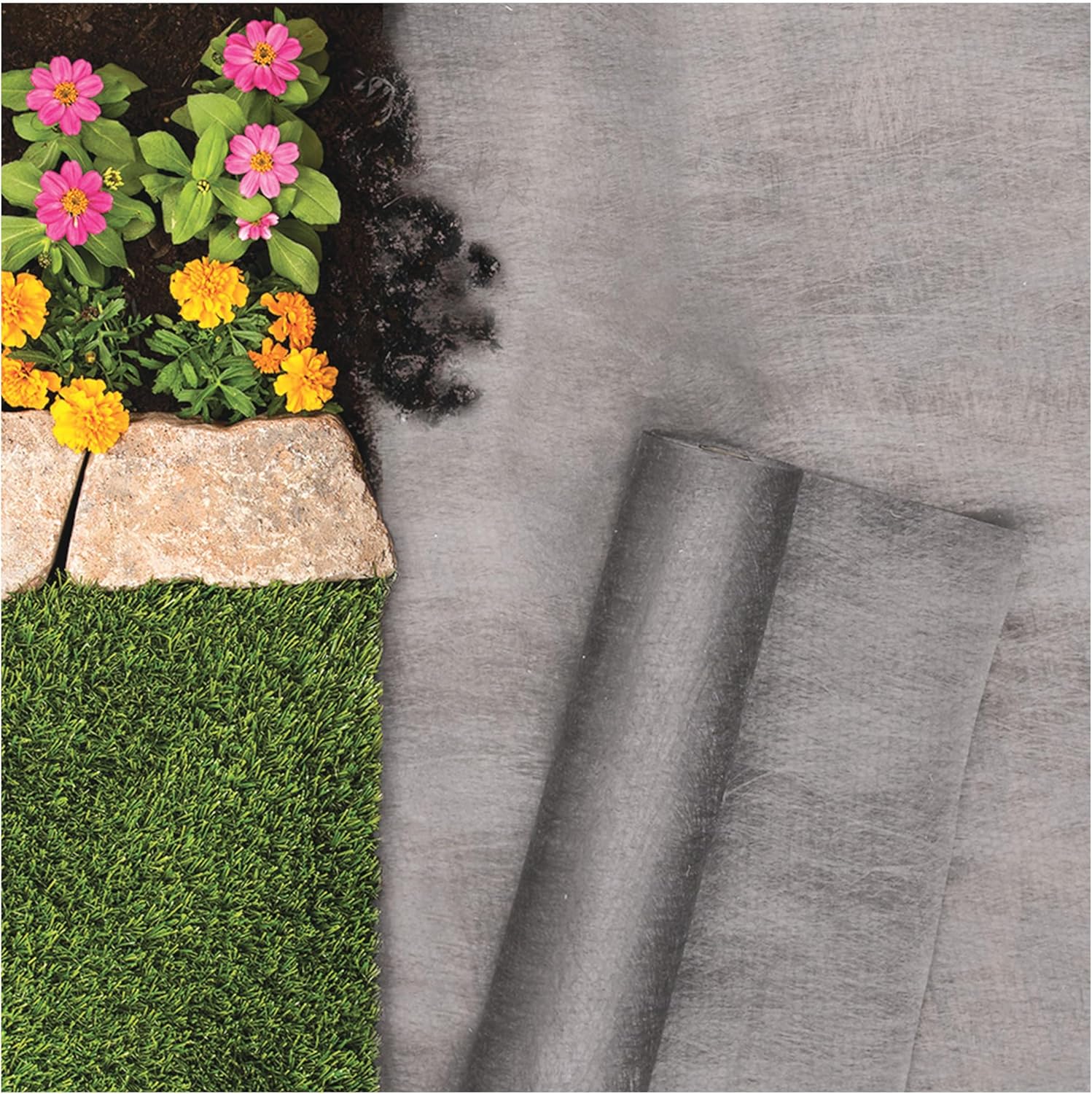 Greenscapes Hanes Geo Nonwoven Landscape Fabric 6' x 300' – Heavy Duty Weed Barrier for Commercial Landscaping, Walkways & Erosion Control (Gray)