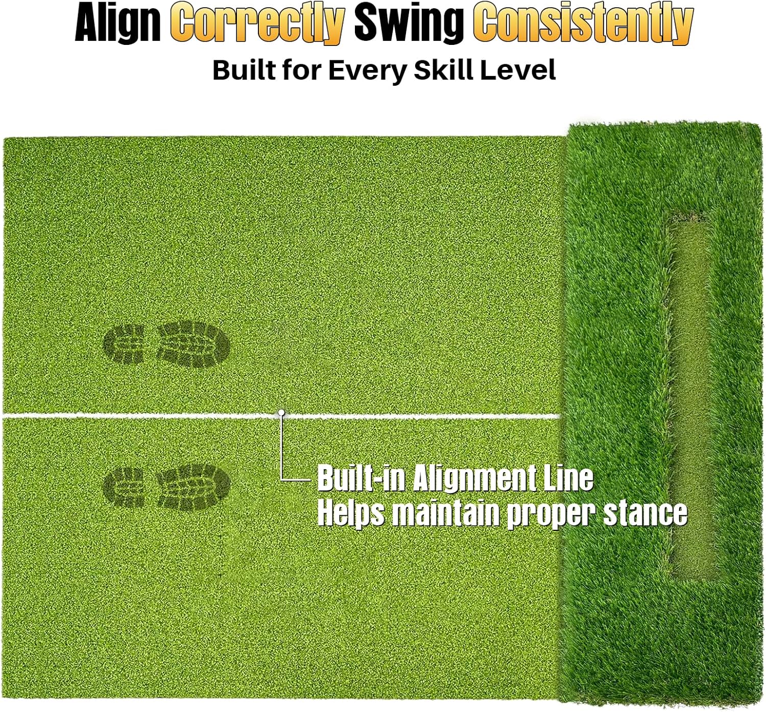 Golf Hitting Mat 6x4ft Dual-Turf Golf Mats Practice Indoor Outdoor with 20mm EVA Base Golf Practice Mat with 9 Hitting Holes Ideal for All Levels