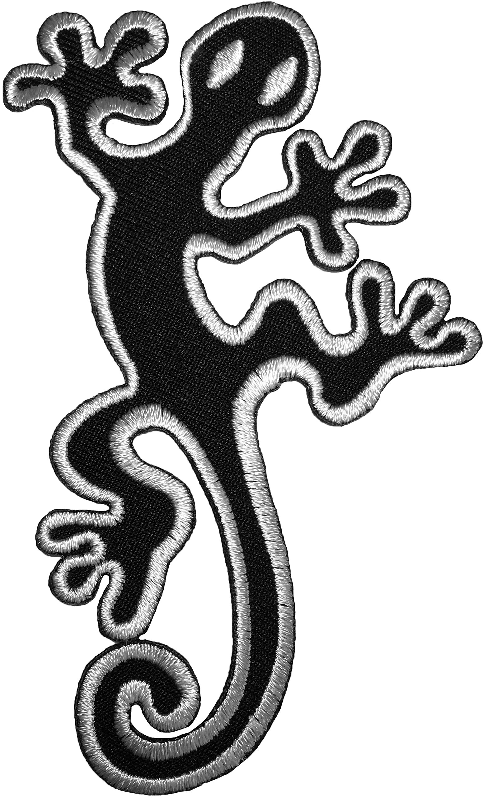 Papapatch Lizard Salamander Shadow Shape Fun Costume DIY Applique Embroidered Sew on Iron on Patch - Black (Iron-Lizard-BK)