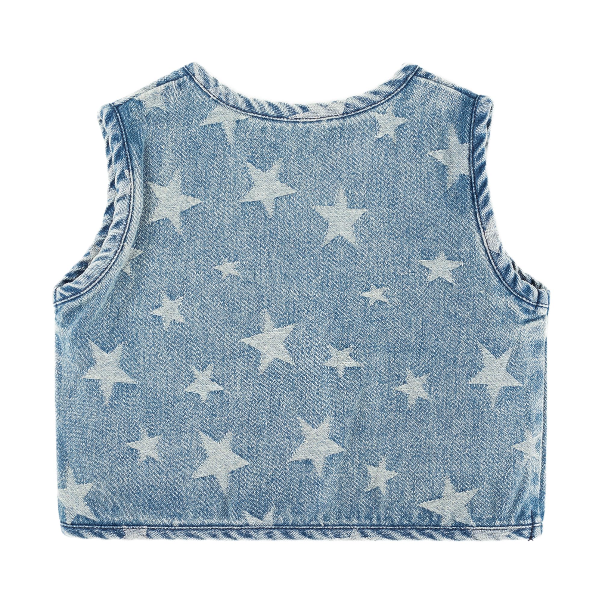 Neonato Denim Gilet Retrò Senza Maniche Giacca Bambino Ragazzi Ragazze Primavera Autunno Bottone Cappotto Stelle Top con Tasche