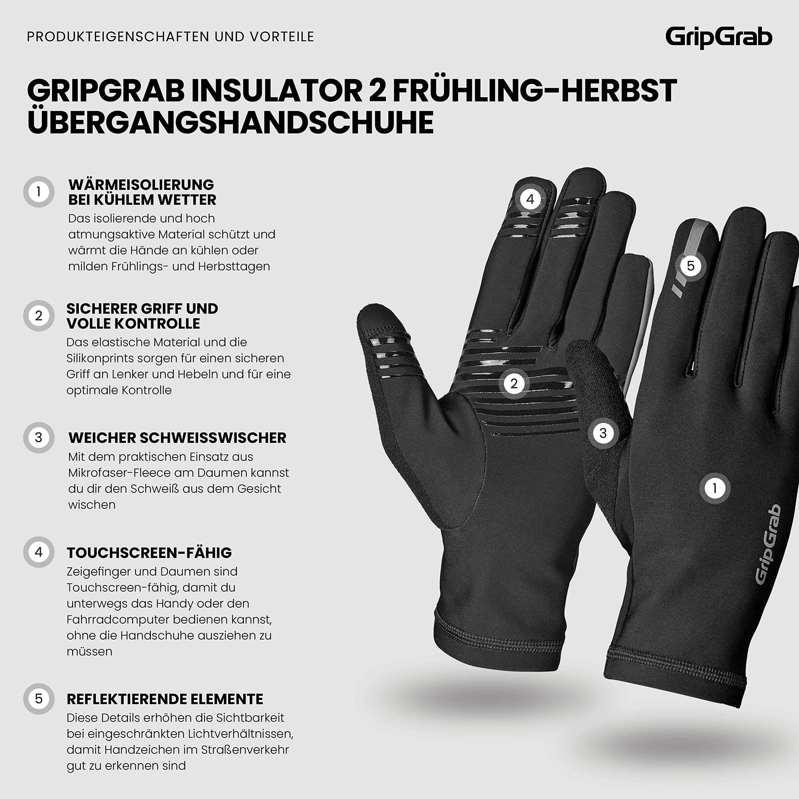 GripGrab Insulator 2 Fahrradhandschuhe Ungepolstert Übergangszeit & Winter