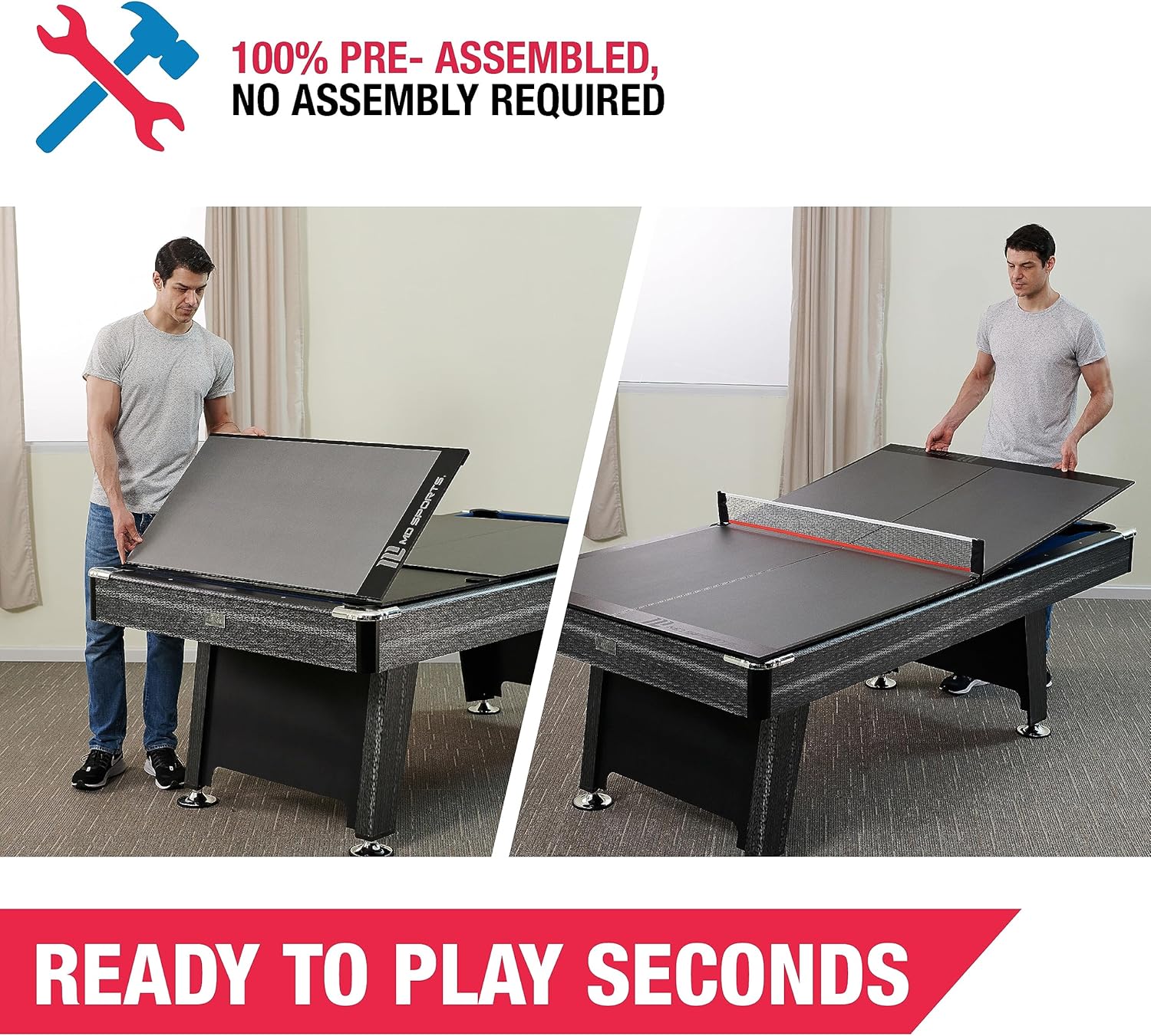 MD Sports MD Sports Table Tennis Games Gray & Black (Midsize Conversion