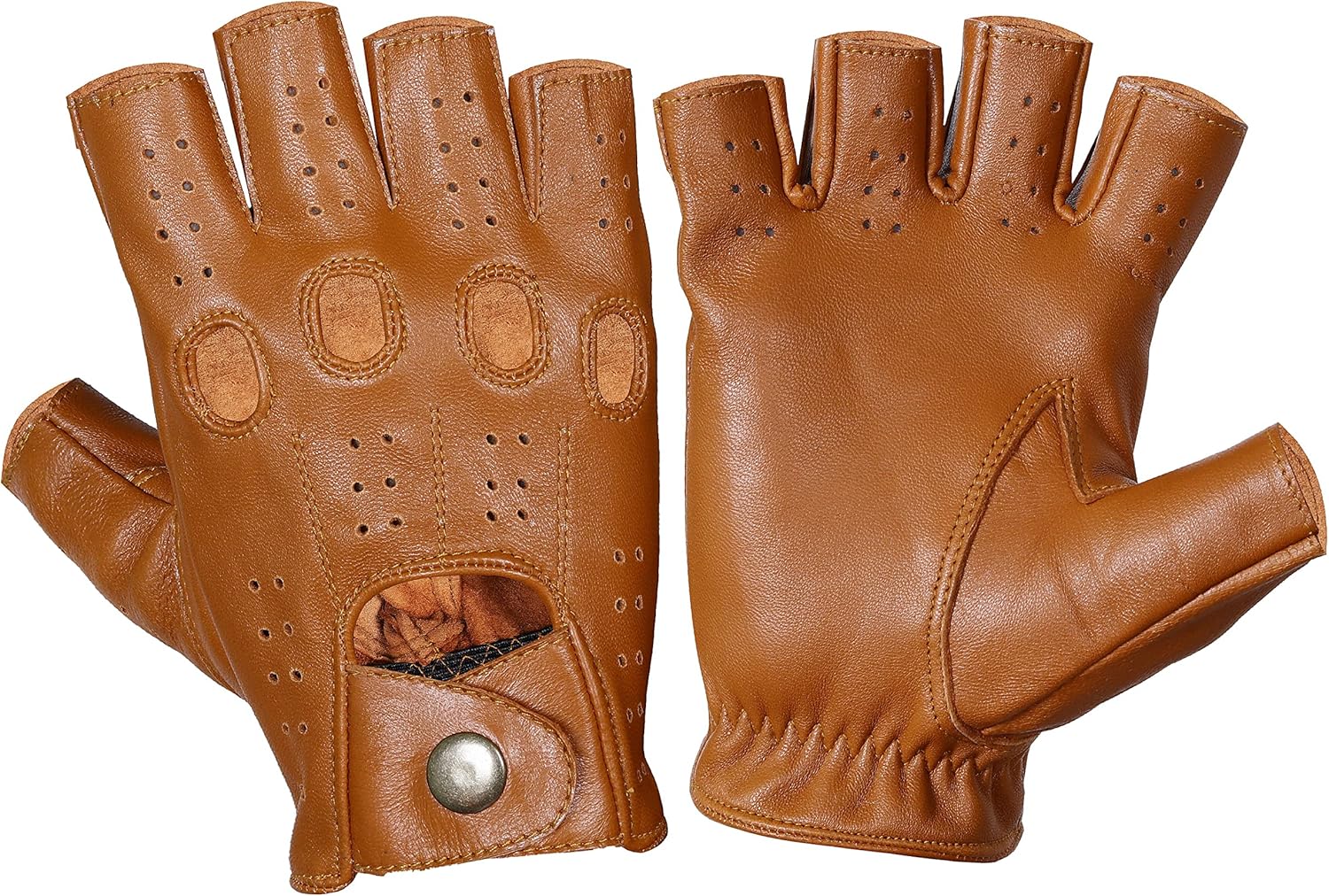 Genuine Lambskin leather motorcycle half finger Gloves