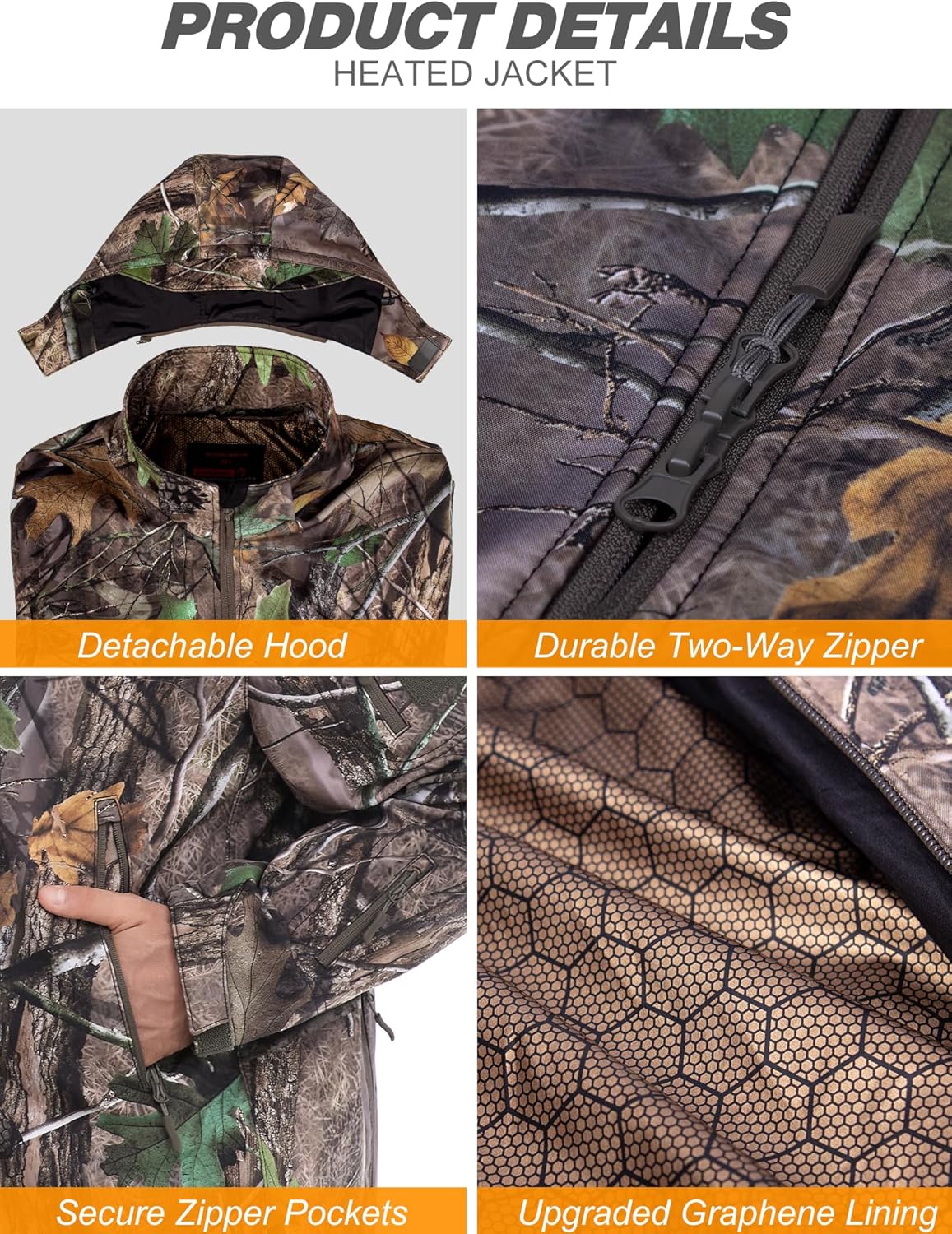 Heated Jackets for Men with 12V/20000mAh Battery Pack, Men's Soft Shell Winter Jacket, Outdoor Electric Heated Coat - Image 6