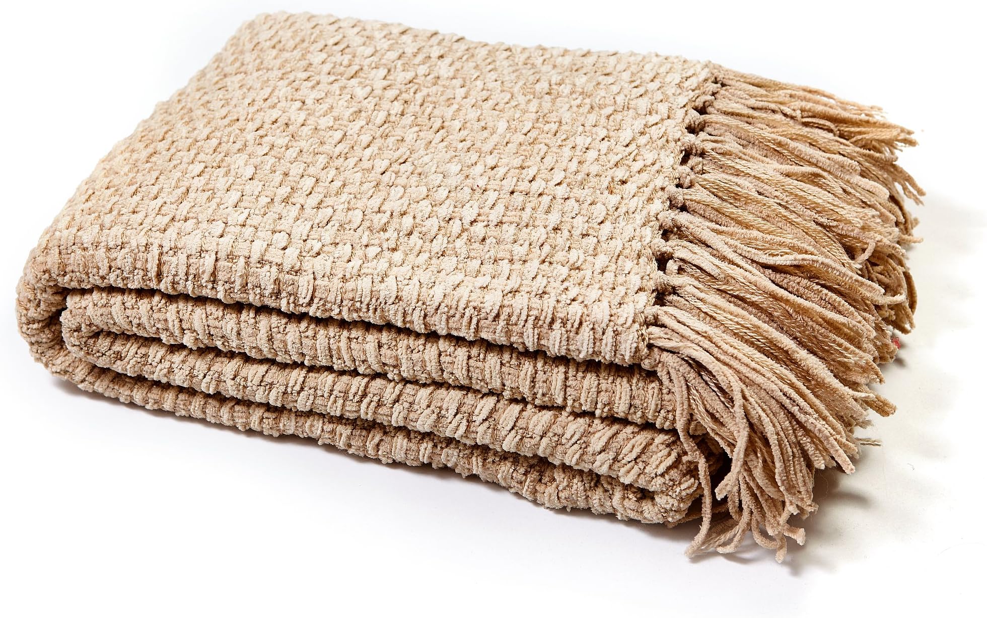 StylemyBedroomLuxury Chunky Chenille Knitted Sofa/Bed Throw Blanket in 7 Colours & 4 Sizes (295cm x 394cm (100" x 155"), Beige)