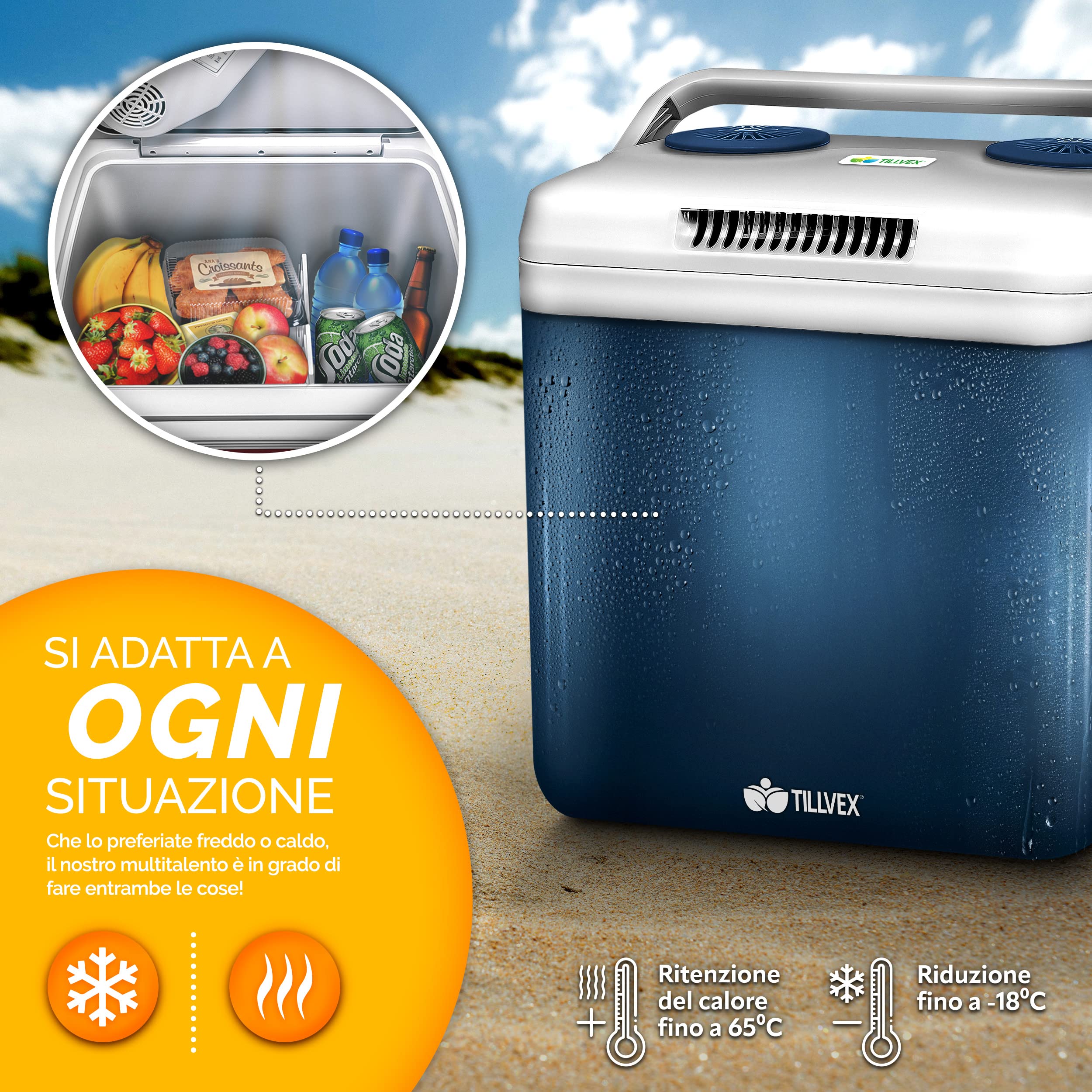 tillvex Frigorifero Elettrico Portatile 32L Mini-frigorifero 230V 12V Campeggio