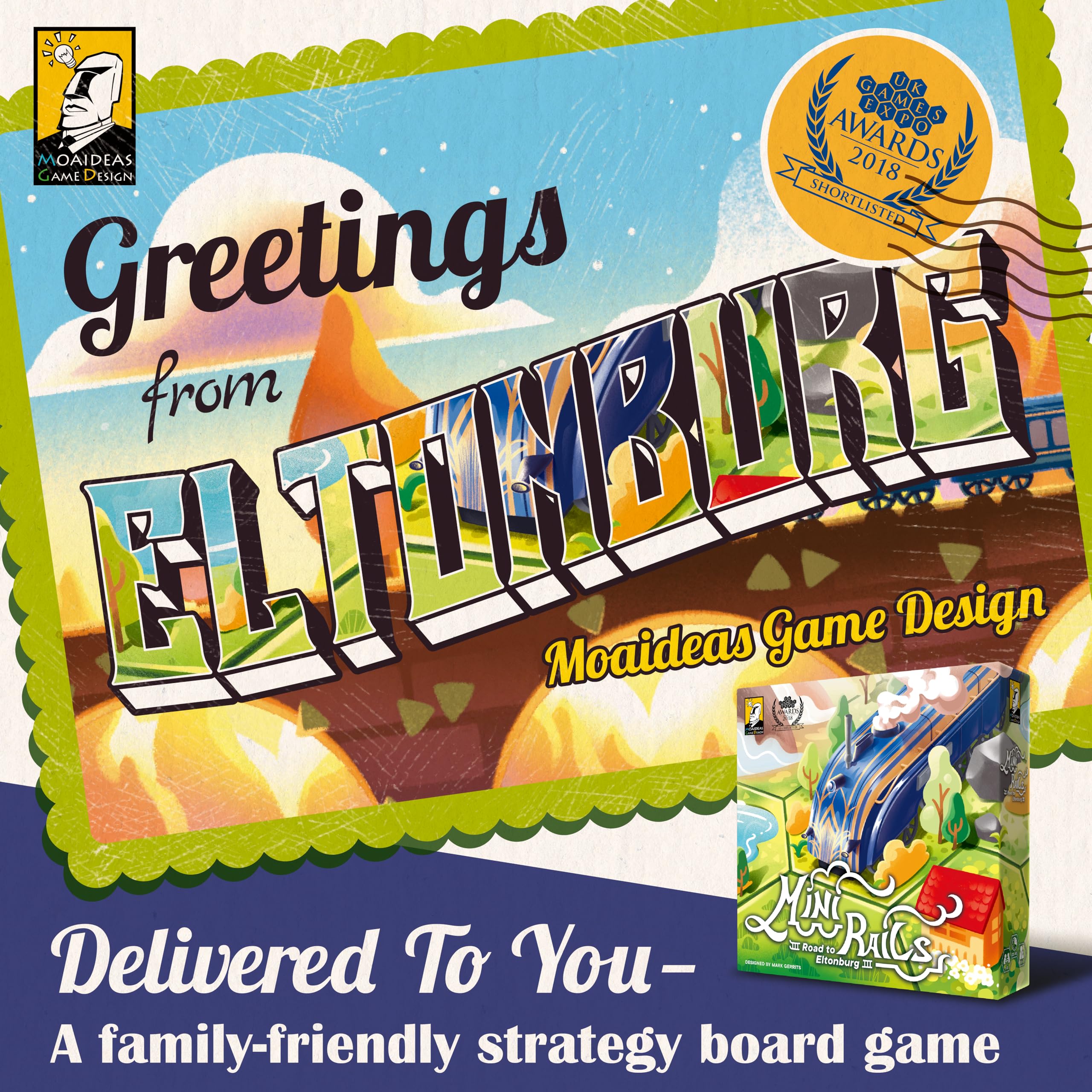Mini Rails: Road to Eltonburg - by Moaideas Game Design, 9x9x0.1 inches - Image 3