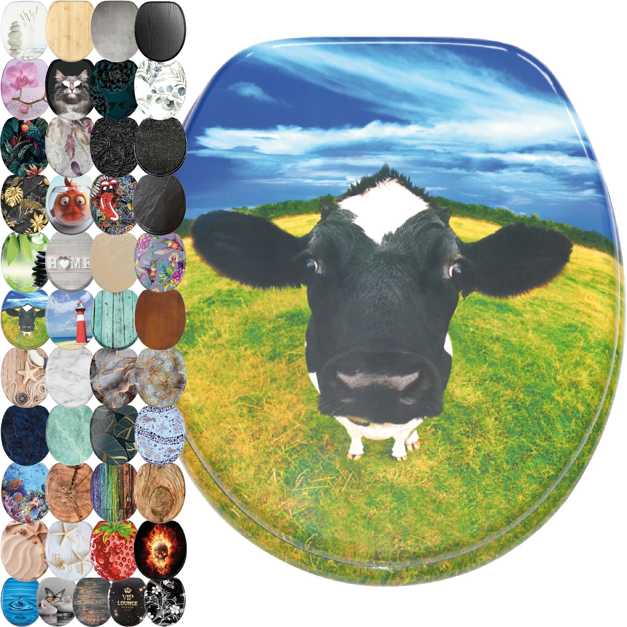 Sanilo Cow Toilet Seat, Great Range Of Colorful Toilet Seats, Stable Hinges, Easy To Mount (Cow)