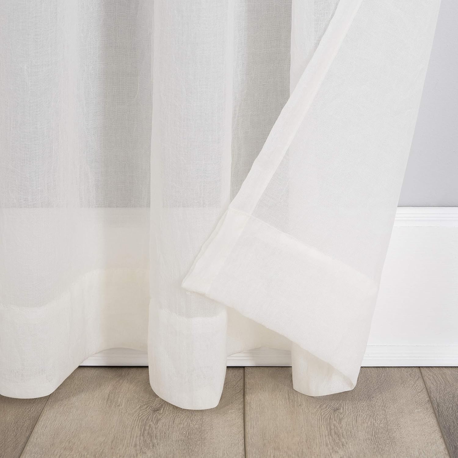 No. 918 Genevieve 2-pack 2-pack Linen Weave Sheer Semi-Sheer Grommet Curtain Panel Pair, 50" x 120", Cream