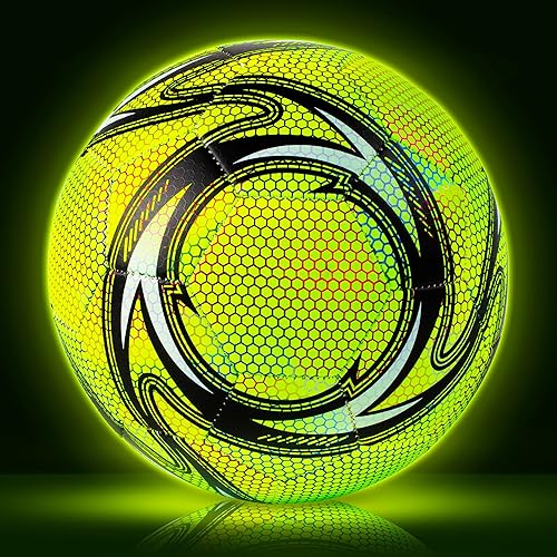 Western Star Balón de fútbol que brilla en la oscuridad, tamaño 4 y 5, ilumina la noche y juega, para adultos y jóvenes, construcción atractiva y