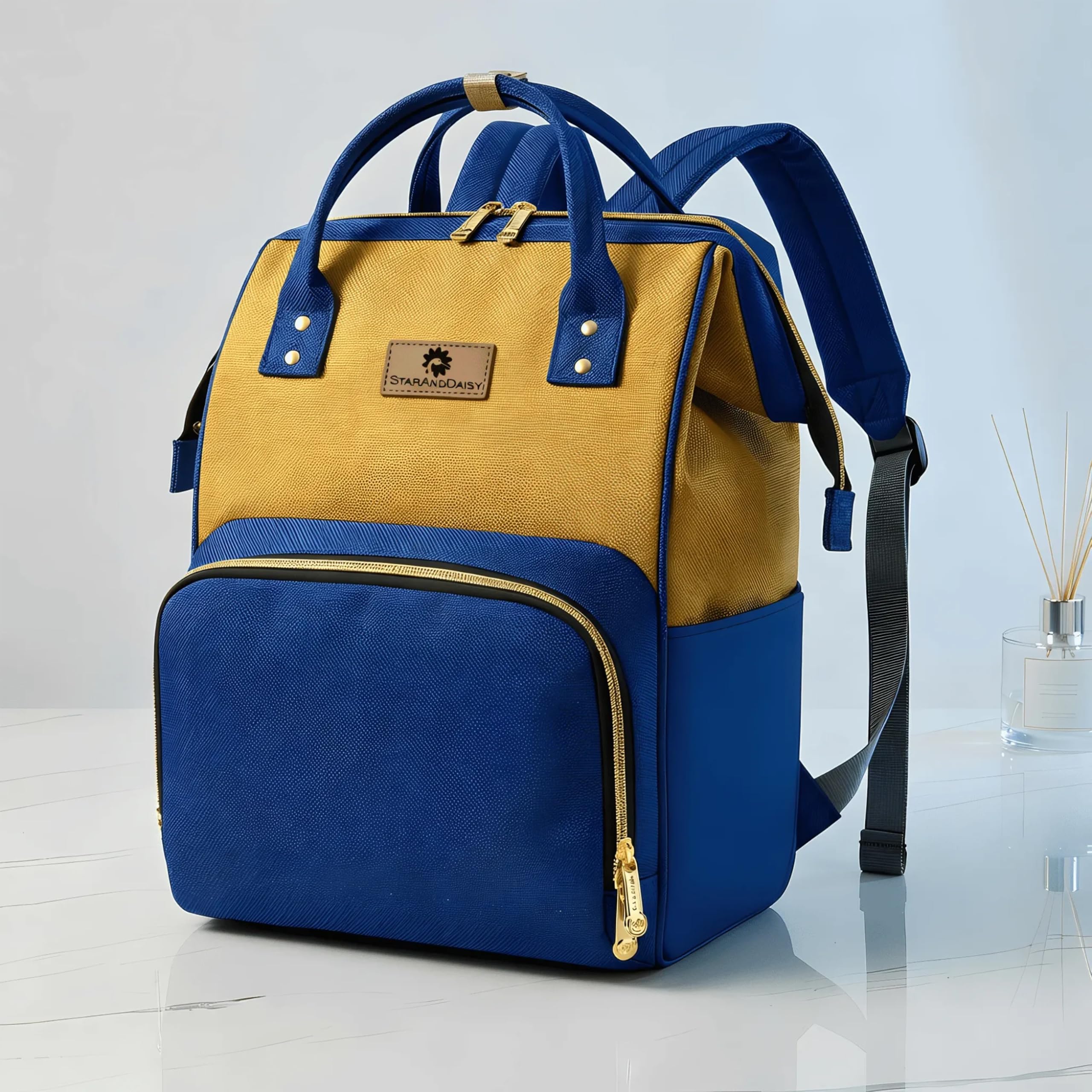 StarAndDaisy Baby Bag for Mother Travel/Maternity Bag with Multi-Compartments, Insulated Bottle Pockets, Waterproof – Blue Yellow-image-35
