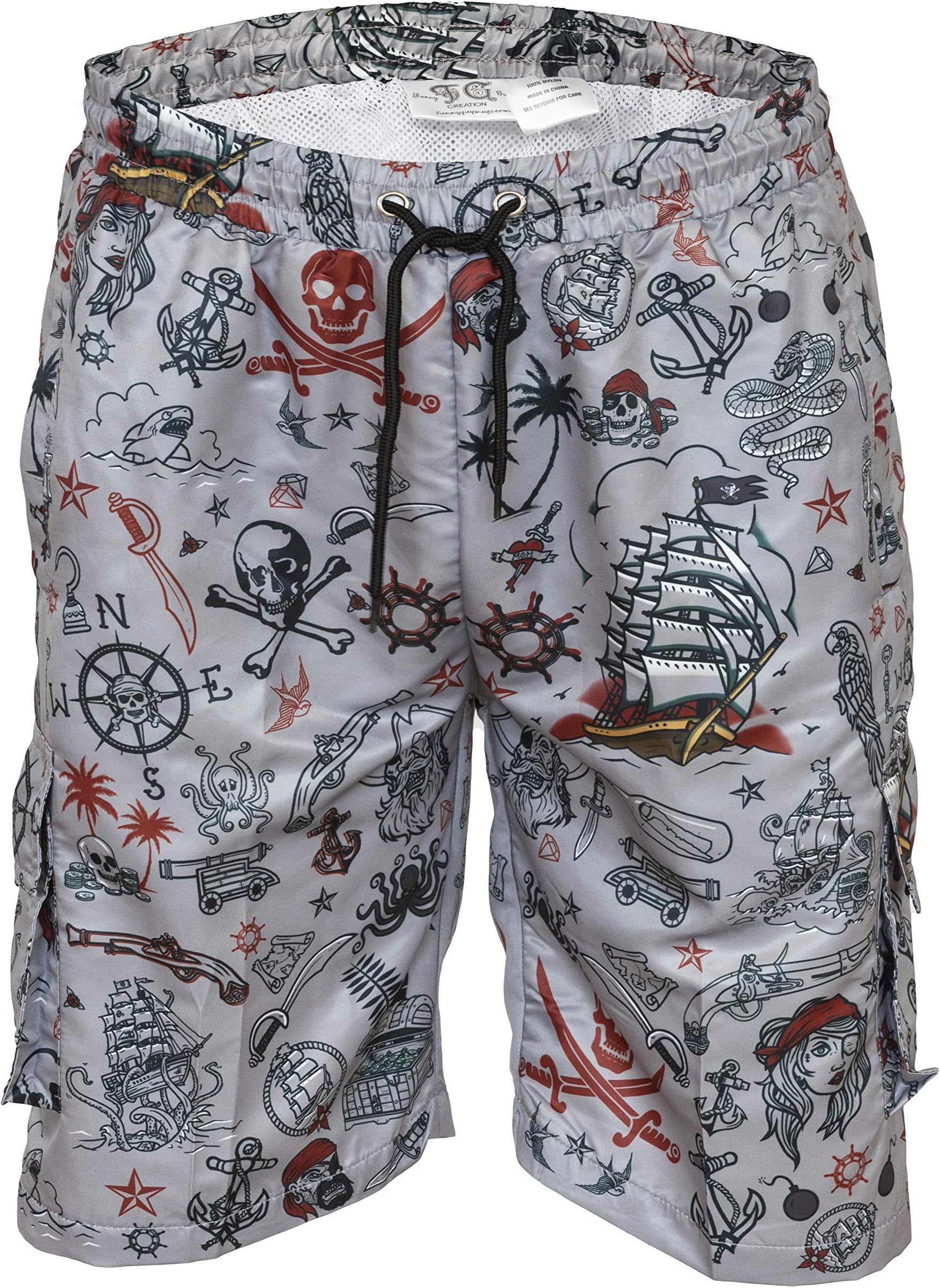 Mens Lightweight Quick Dry Swim Trunks with Mesh Lining and Zippered Pockets